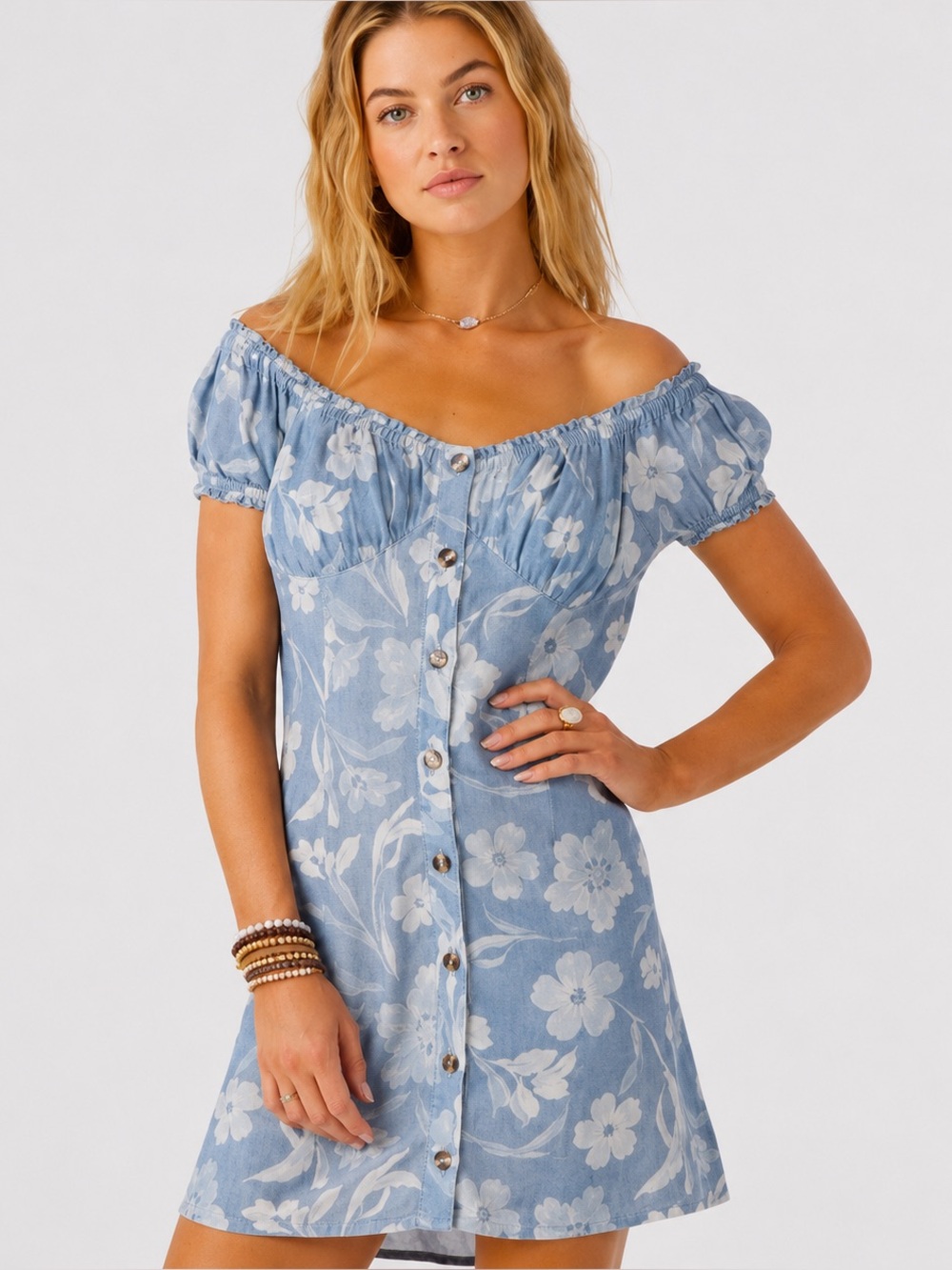 O’Neill Ellison Ruffled Off The Shoulder Mini Dress NWT‎